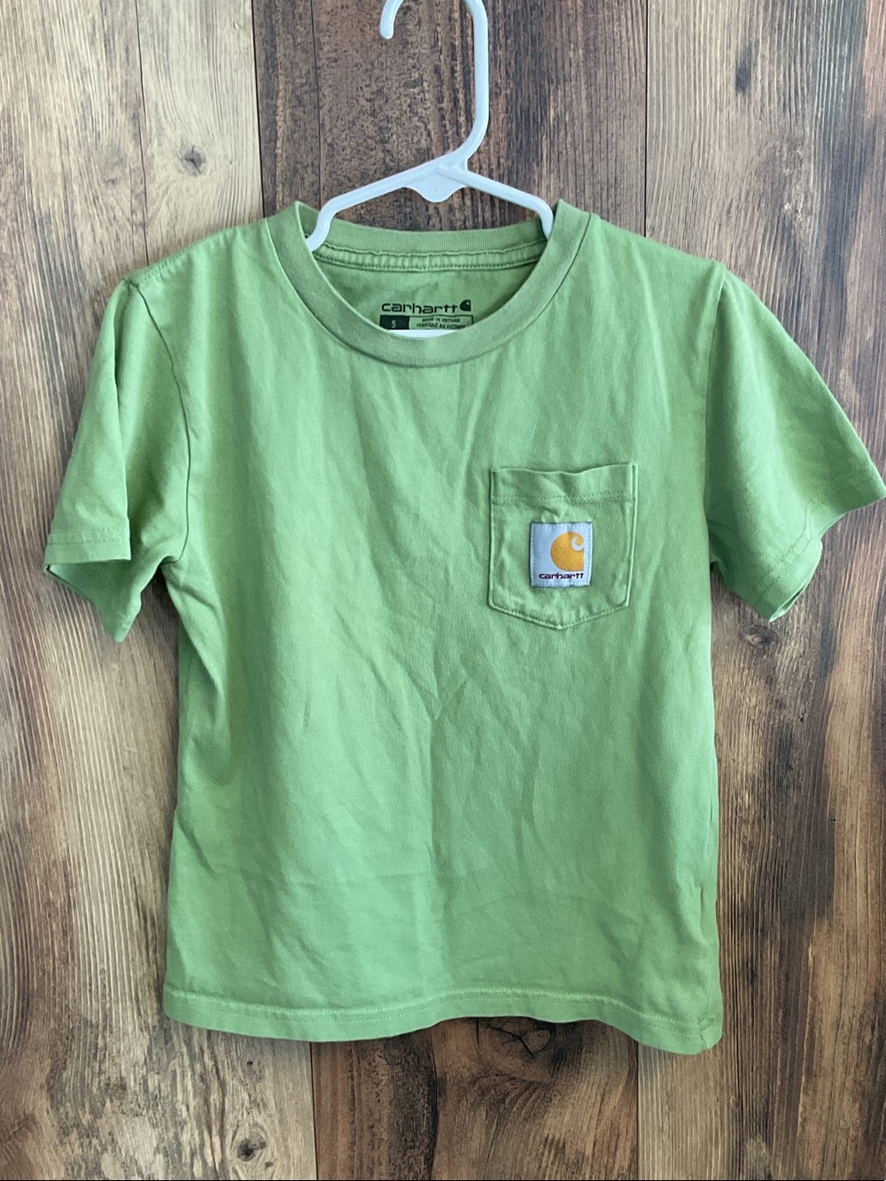 Carhartt Kids Green Pocket Tee with Logo Patch Boys 5 192B